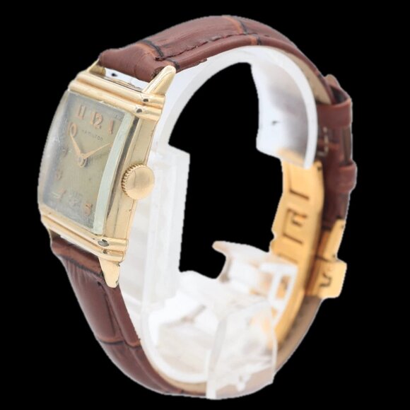 Vintage Hamilton Rectangular Deco Men\'s Mechanical Wristwatch 982 USA 14k GF main image 5